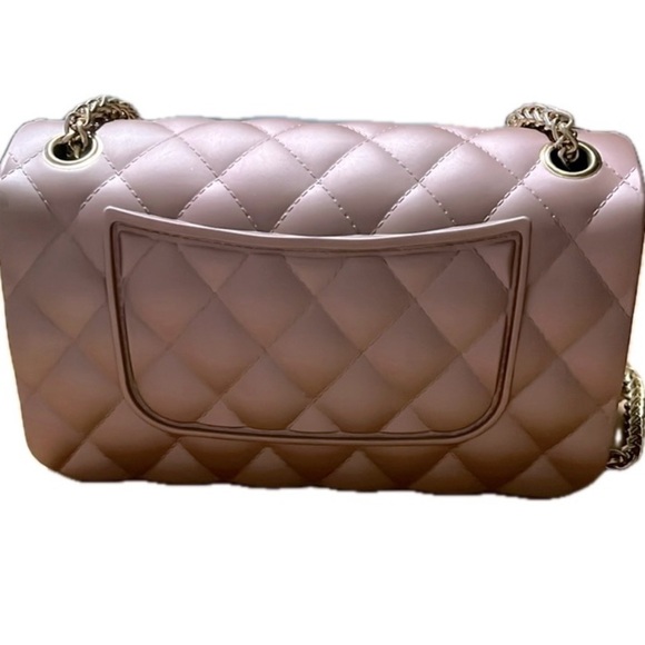 Quilted Matte Pink Rose Gold Jelly Bag Chain Strap - Picture 6 of 10